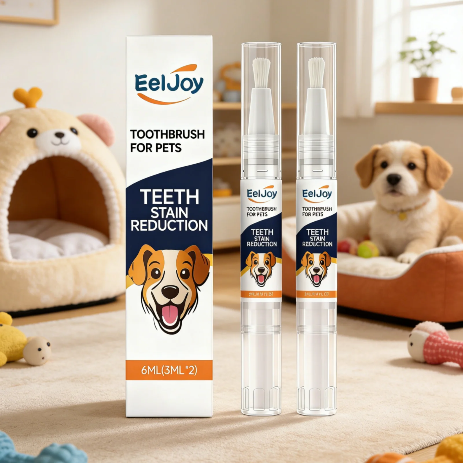 EelJoy Pet Toothbrush Pen Stain Reduction Deep Cleaning Whit