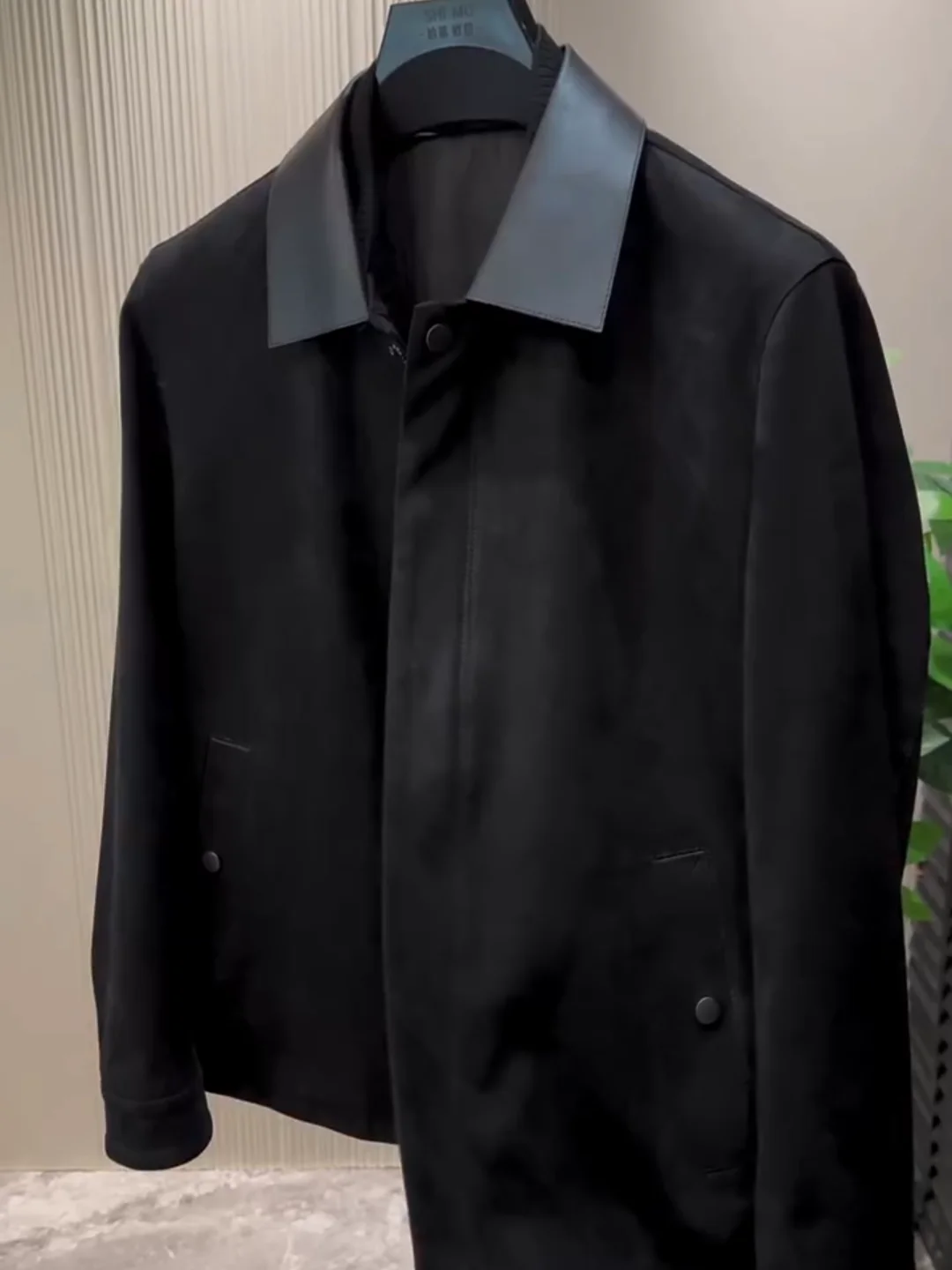 

Knitted Men's Jaet Autumn Winter Casual Leather Collar Patchwork Busin Outerwear Youth Trendy Cool