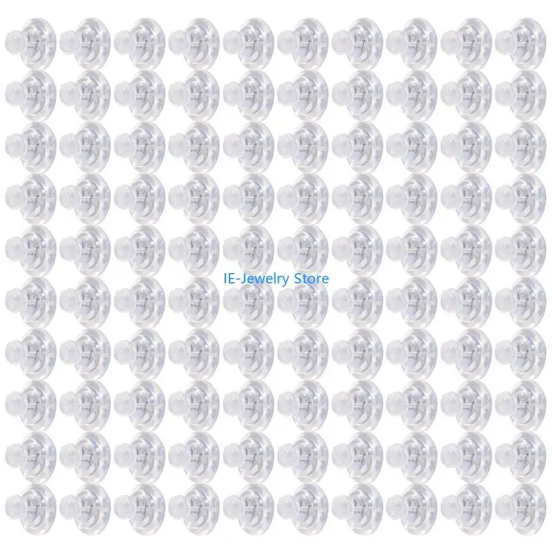 

W8KF Pack из 100 удобных прозрачных силиконовых серьгов спины практические серьги.