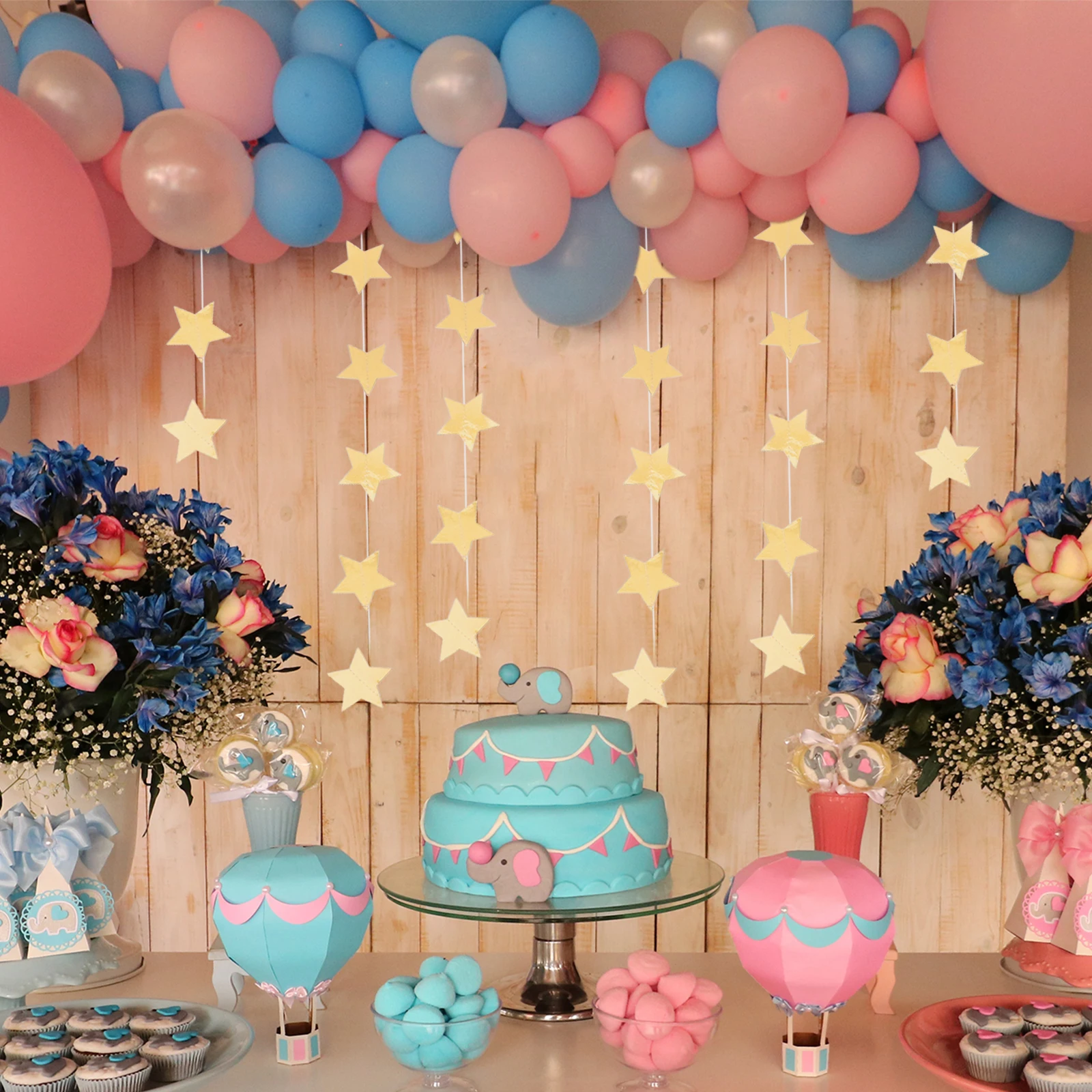 

Reflective Paper Star Garland 2 Strings For Wedding Party Birthday Holiday Decorations Hanging Banner Indoor Outdoor Event