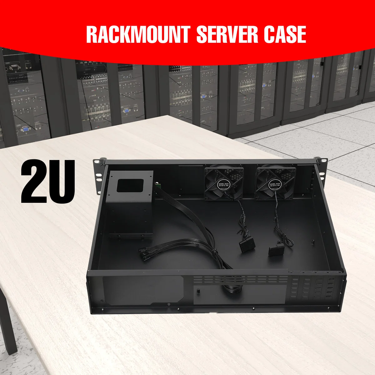 2U Short Depth Rackmount Server Chassis 350mm Deep, Supports Mini ITX and Micro ATX Motherboards with ATX PSU, Ideal for Flight Case and Mobile DJ Systems – Industrial PC Case