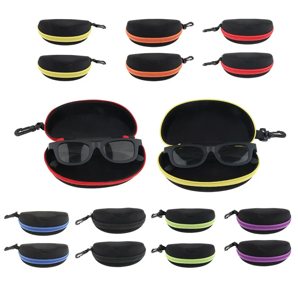 

2x Hard Zipper Sunglasses Glasses Cleaning Storage Case Pouch with Keychain