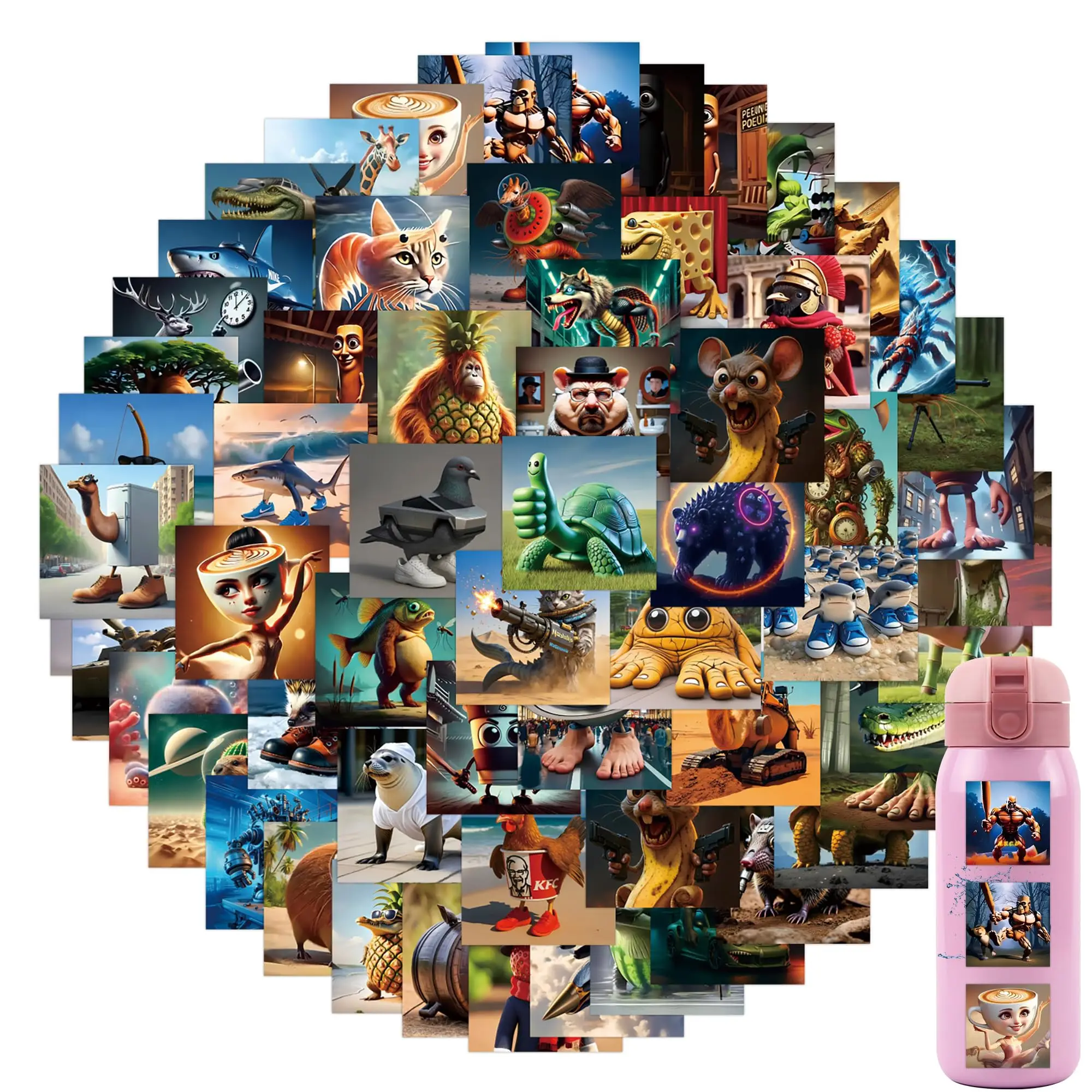 80 SZTUK Włoskich Naklejek Brainrot Tung Tung Tung Sahur Tralalero Tralala AI Abstrakcyjne Zwierzęta Wodoodporne Naklejki Dekoracyjne DIY