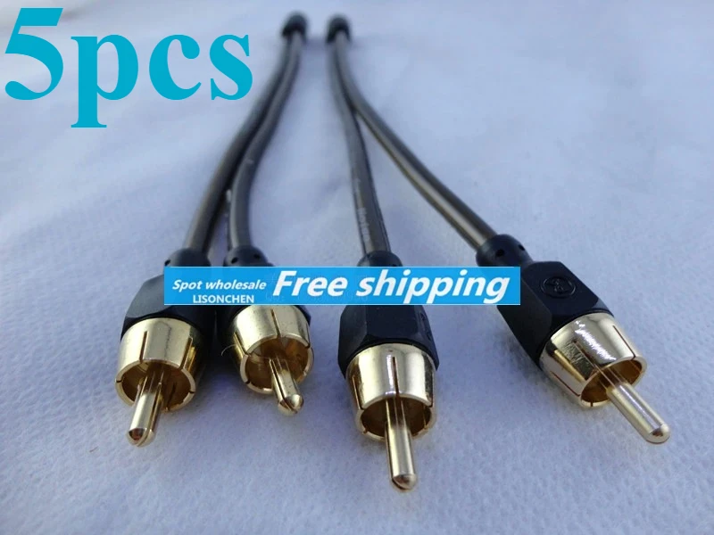 5pcs for Amplifier one point two audio cable switch  wire two male and one female audio cable copper