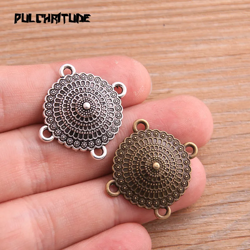 8pcs 21*22mm New Product Two Color Zinc Alloy Round Porous Connectors Jewelry Making DIY Handmade Craft