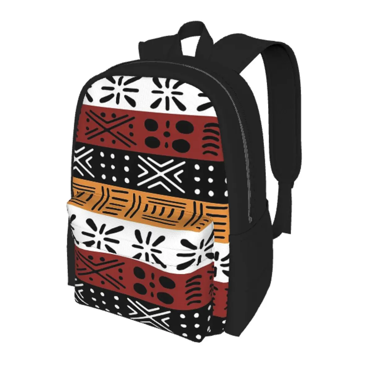 

African Bogolan Africa Ethnic Tribal Art Student Backpack School Bag Hiking Travel Daypack for Men Women Bookbag Shoulder Bags