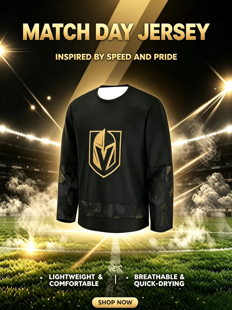 Camiseta de manga larga con estampado 3D del nombre y número del jugador, diseño de hockey sobre hielo en color dorado y negro, con rayas grises, blancas y rojas, ideal para uso casual, para aficionados, para la familia y para niños.