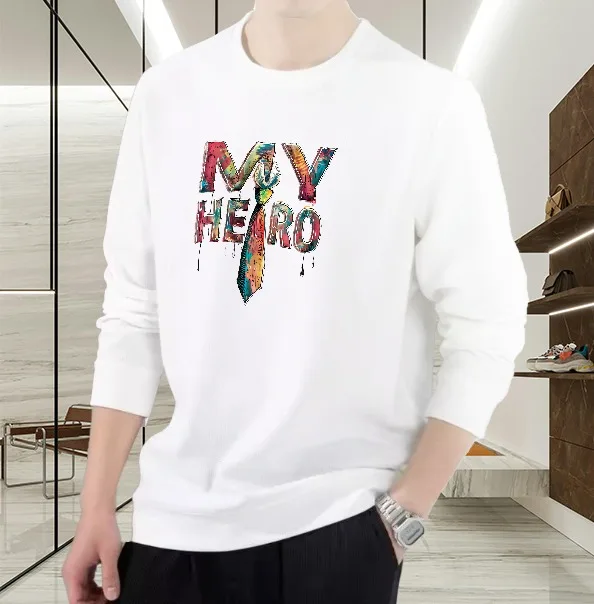

T shirt for men autumn Hip-Hop Anime Couple Long sleeves Graphic tee My Hero Couple Daily Printed tshirt Anime jerseys Bsketball