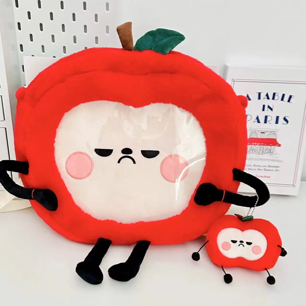 Rugzakset met pluche hangerpop, 45 cm fruitpijnzak, verstelbare riem, 10 cm knuffel voor fans