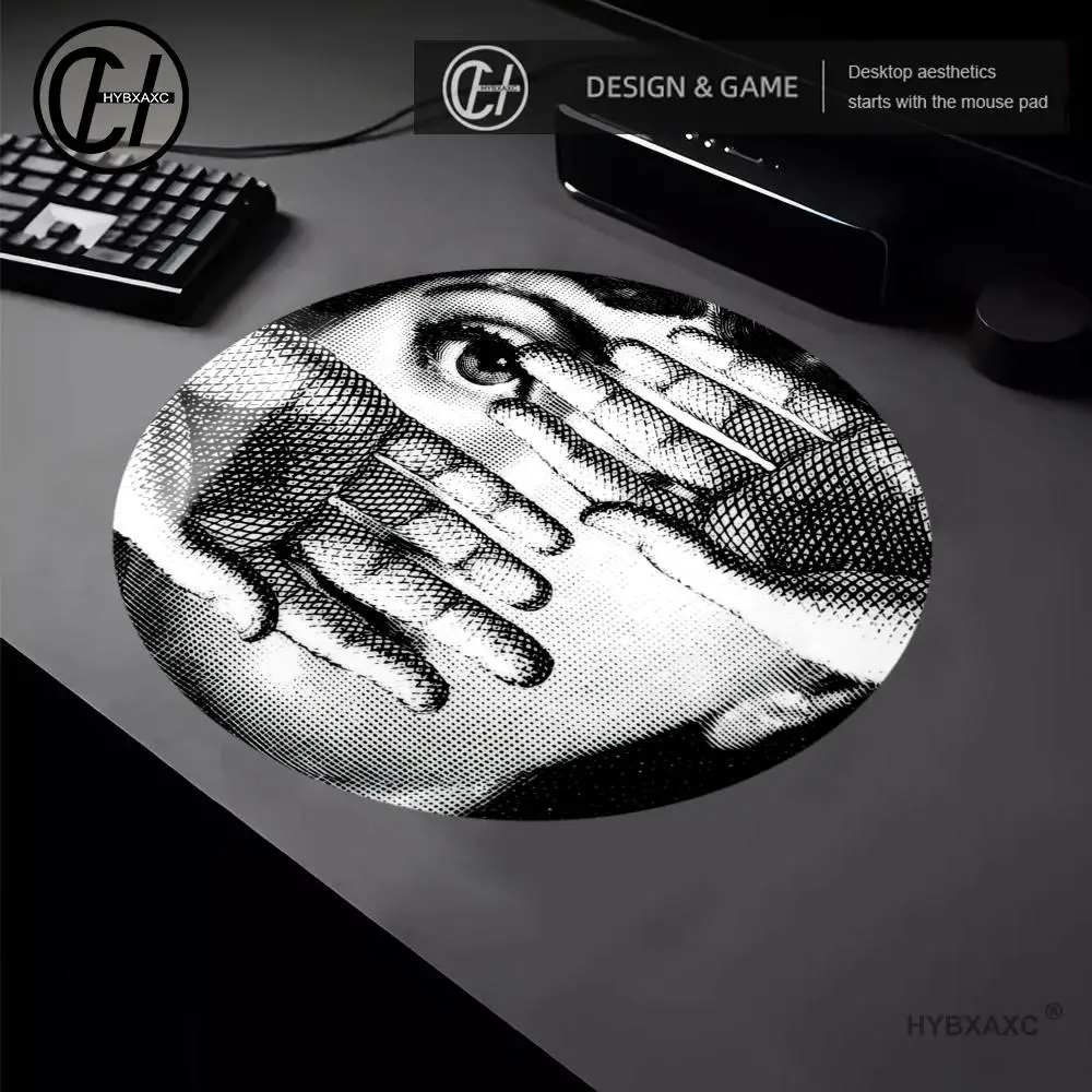 

Face Art Fornasettie Circular Mouse Pad game e-sports universal desktop laptop simple office rubber small non-slip pad