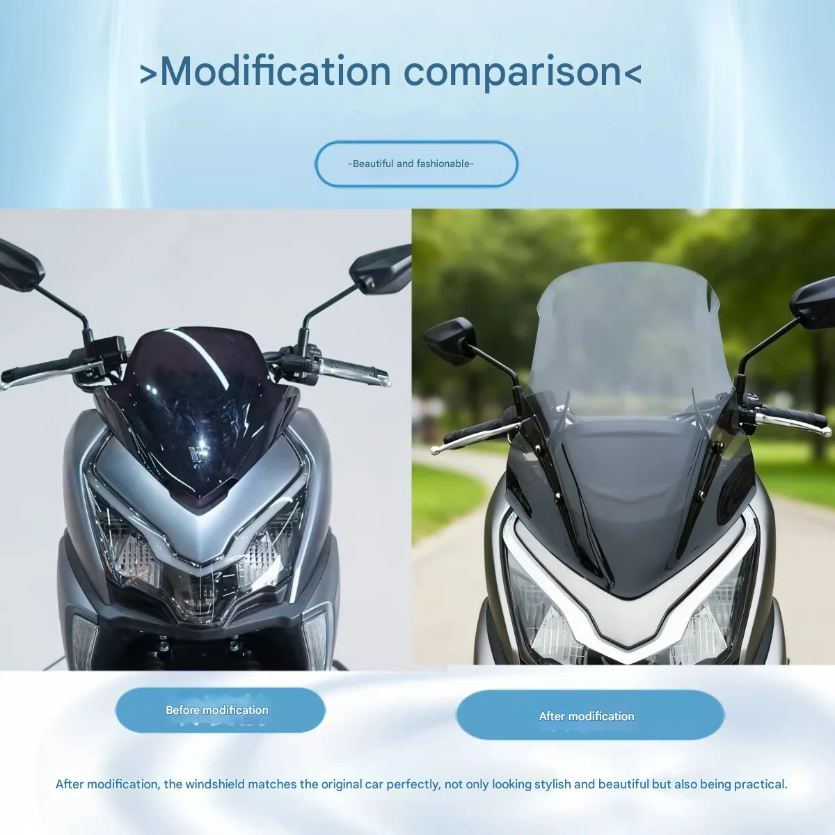 Custom Fit Heightened Wind Deflector for Haojue ADX125 No-Damage Rain Guard Accessory