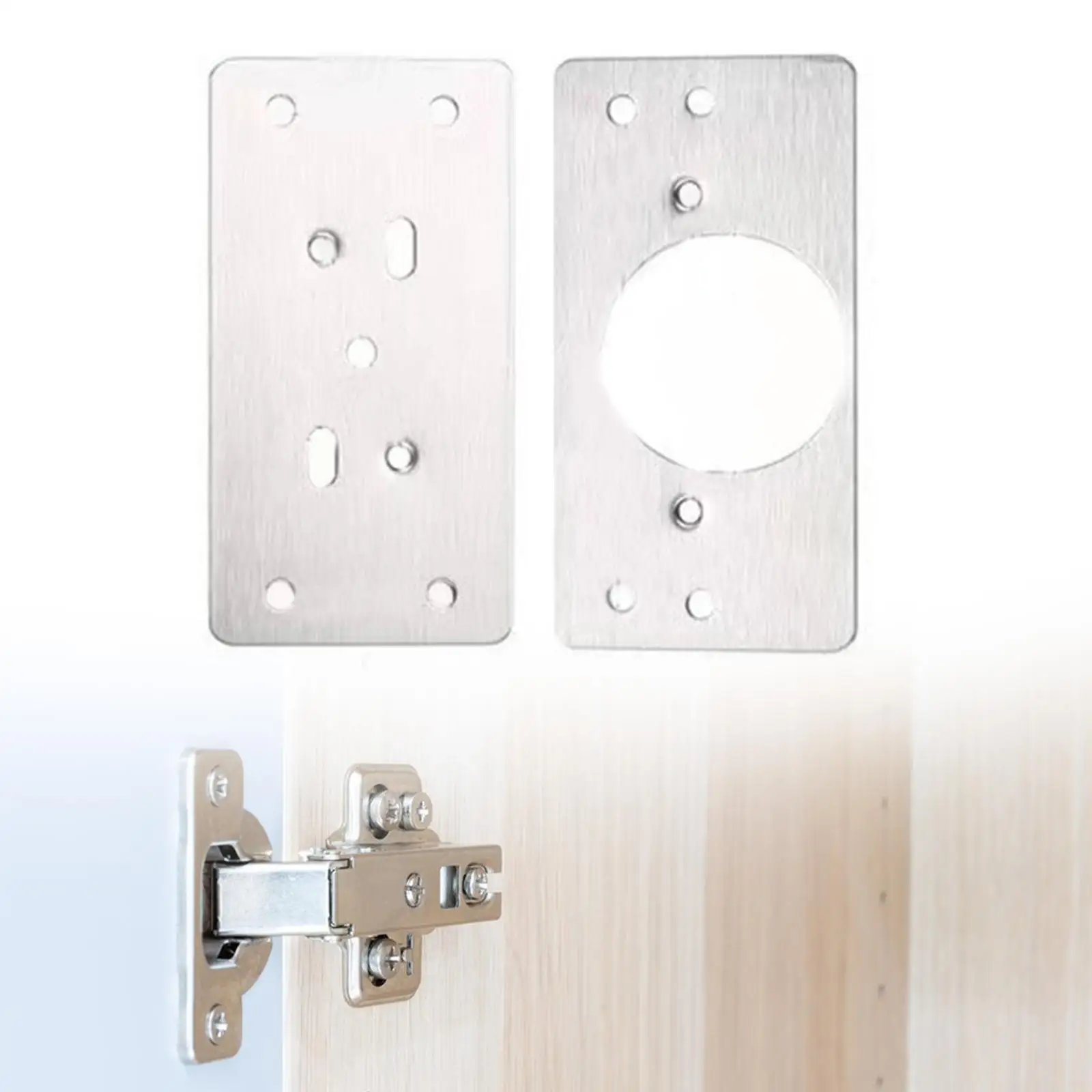 2x Cabinet Hinge Fixing Plate Bracket Part Hinge Repair Kit Plates with Holes for Living Room Bookshelf Wardrobe Shelves Window