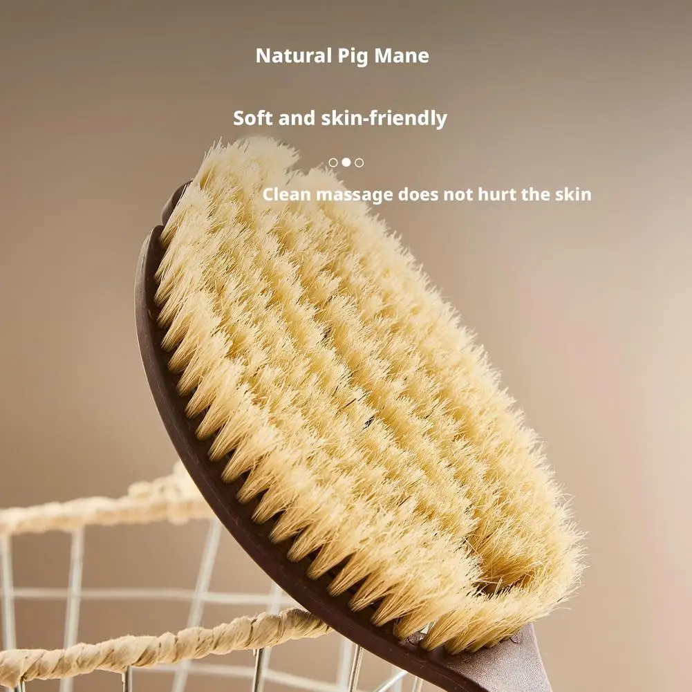 فرشاة استحمام خشبية قابلة للفصل بمقبض طويل، فرشاة استحمام لتدليك الظهر، فرشاة تقشير الجسم، فرش حمام لتدليك الجسم