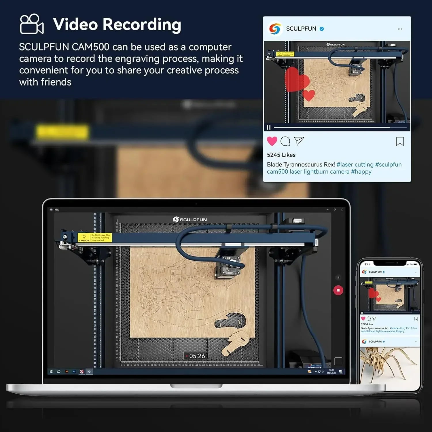 SCULPFUN Laser Engraver Camera Precise Positioning Rrecording Batch Engraving Image For S9/S30 CAM500 Lightburn Camera Tracing