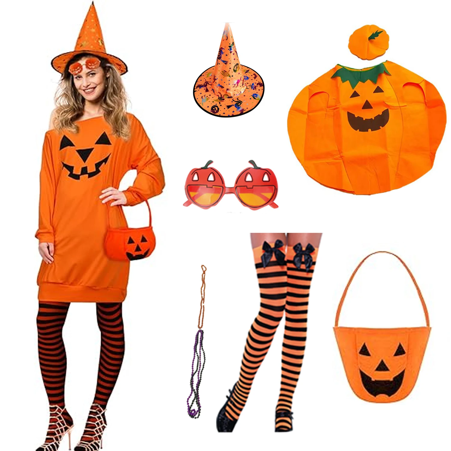 

PESENAR Halloween Pumpkin Costume for Women Pumpkin Costume Accessories for Adult Cosplay Party
