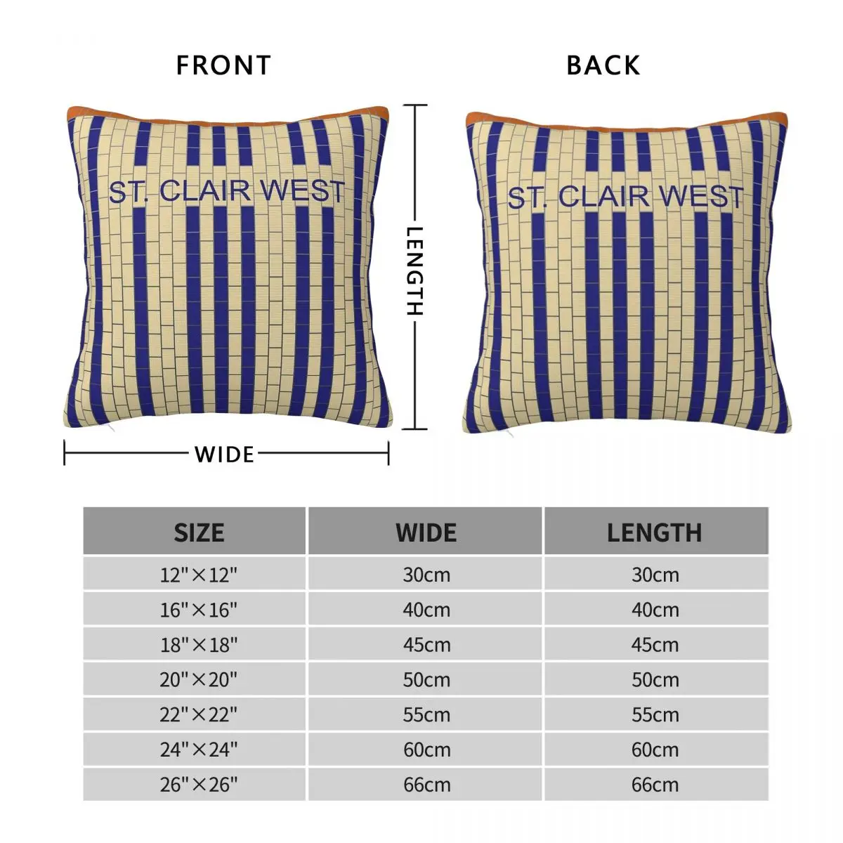 St. Clair West Subway Station Square Pillowcase Polyester Linen Velvet Creative Zip Decorative Sofa Seater Cushion Cover