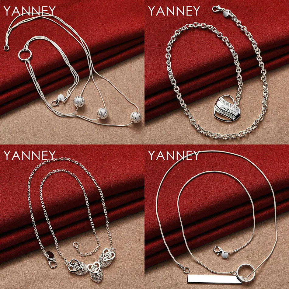 

Fashion 925 sterling silver exquisite heart-shaped zircon beaded necklace for women charm accessories gift jewelry party