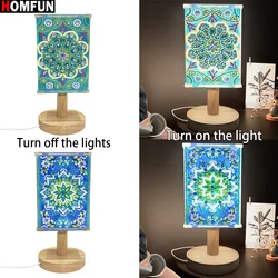 HOMFUN DIY Special Shaped Diamond Painting Wooden Stand LED Lamp Night Light Kit Bedside Small Desk Light Home Decoration Lamp