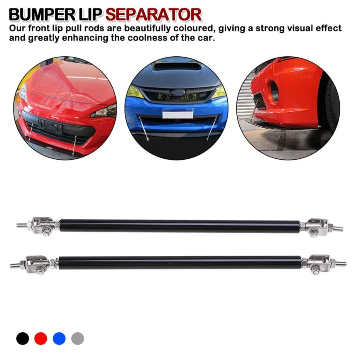 Universal Front Spoiler Support Bracket 2Pcs 20cm Black Car Adjustable Front Rear Bumper Splitter Strut Lip Tie Rod Bar Support