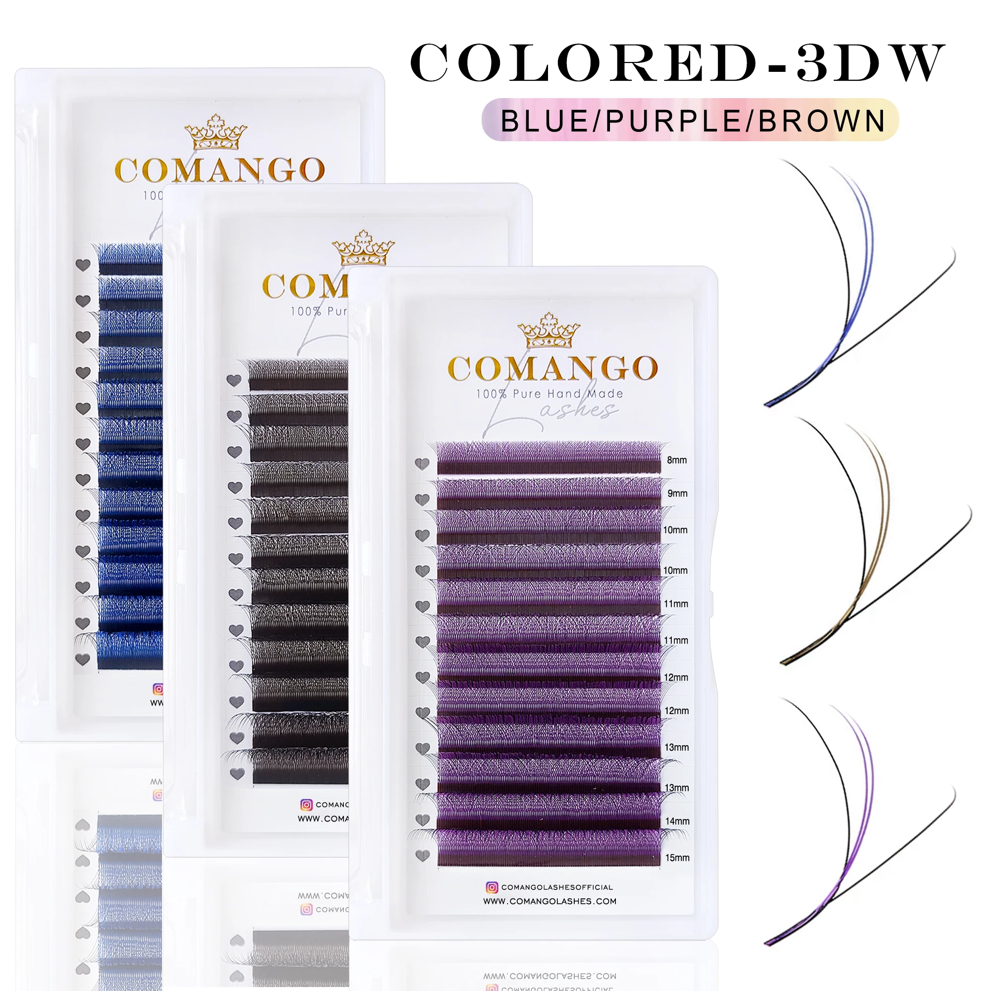 

CoMango 0.07mm Colored Volume 3D W Eyelashes for Extension Blue Purple Brown Colorful Mix8-15mm Cosplay Eyelash Extensions