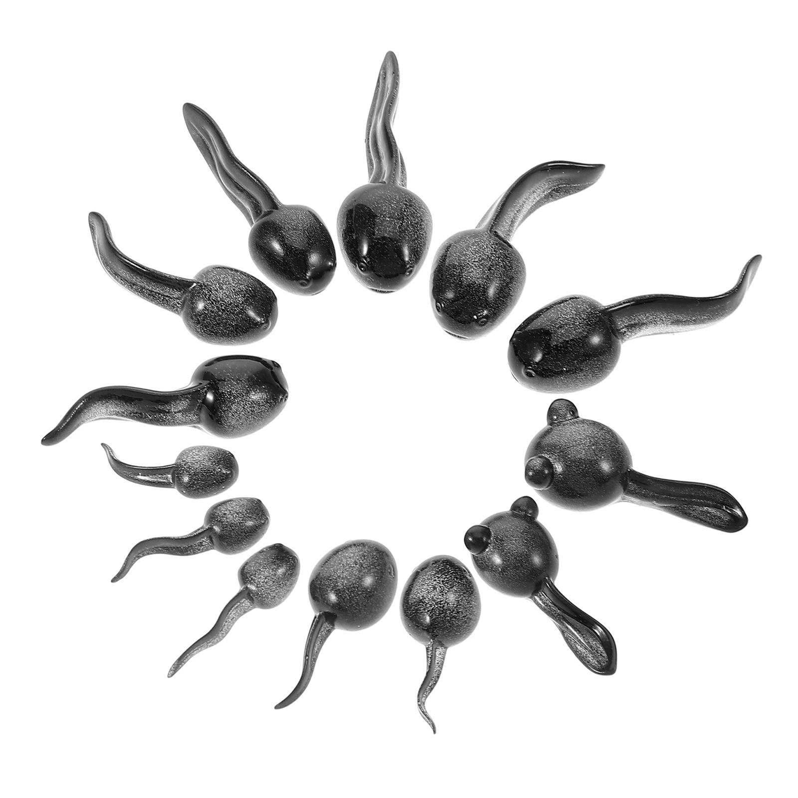 

13 Pcs Simulated Tadpole Decorations Miniature Frogs Figurines Tiny Cake Topper Black Animals Resin Models Moss Garden DIY