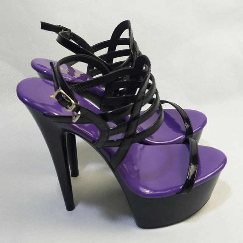 LAIJIANJINXIA New 15CM/6inches PU Upper Fashion Sexy Exotic High Heel Platform Party Women Sandals Pole Dance Shoes H-064