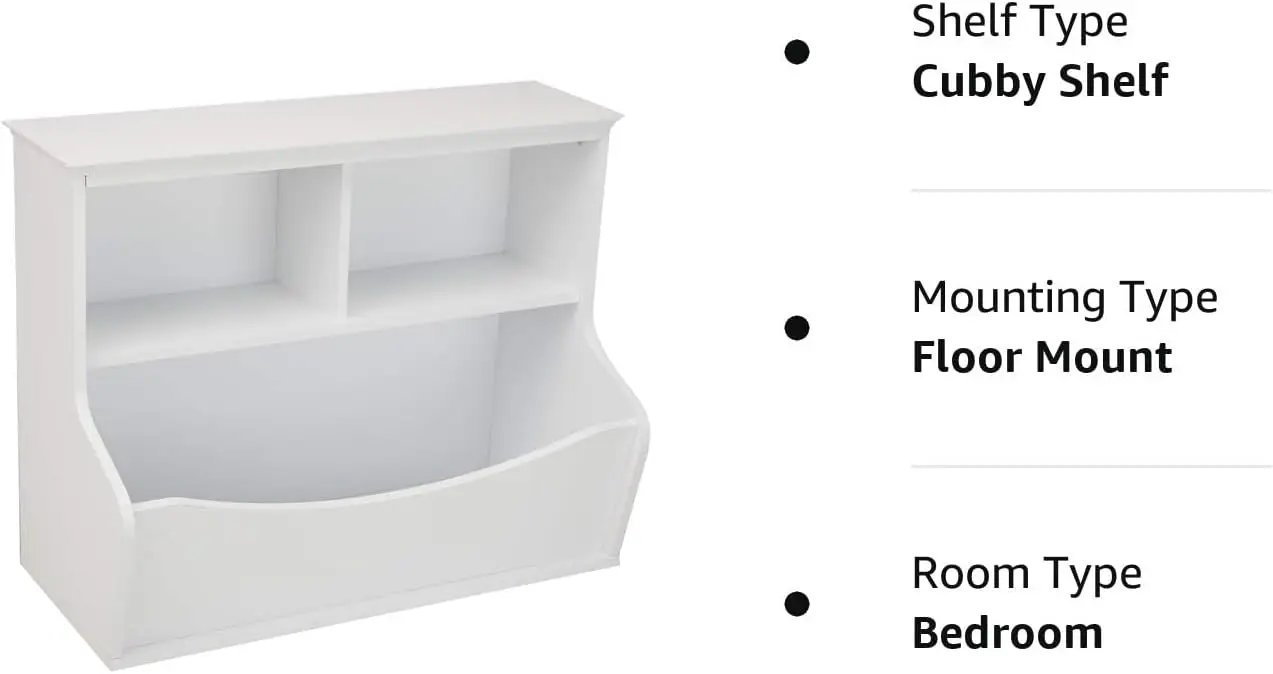 Children's Multi-Functional 3 Shelf Bookcase and Toy Storage Bin White 14.84" D X 31.25" W X 24.56" H