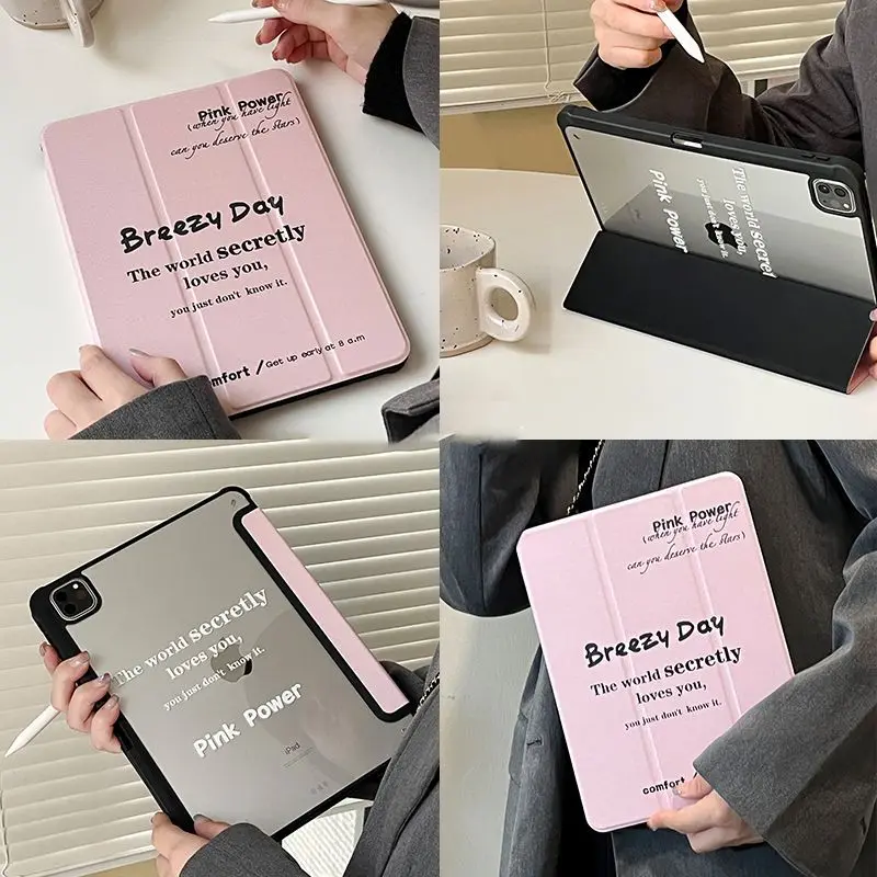Korean Kawaii Pink English Ice Cream For iPad 11th A16 10 9 8 7 5 Pro 13 11 M5 M4 M3 M2 12.9'' Air  4 3 2 1 Mini 7 6 8.3'' Cover