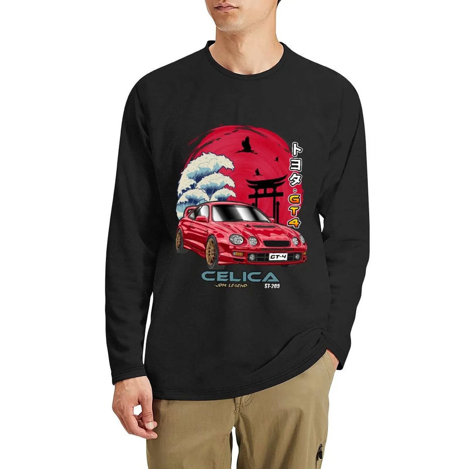 

Red Celica GT-4 ST205 Japanese Sun Rising Long T-Shirt plain t-shirt man clothes mens cotton t shirts