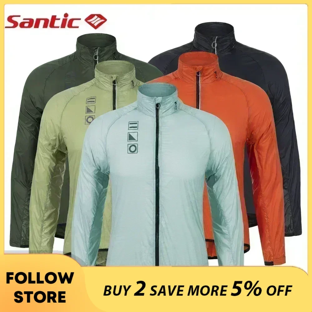 Santic Cycling Windbreaker Windproof Spring Summer Outdoor Riding Bicycle Jackets Suncreen Reflective MTB Bike Sports Equipments