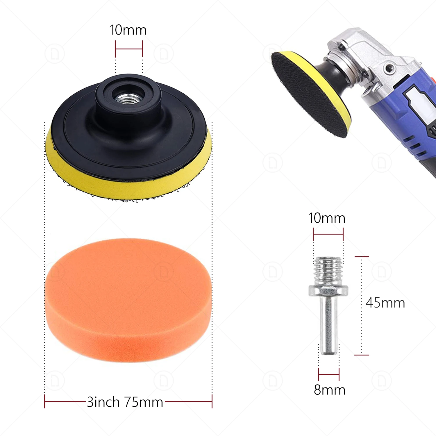 Car Detailing Polishing Pad Kit For Headlight Restoration Waxing Sponge Disk Auto Beauty Paint Care Polish Tool 3inch 75mm