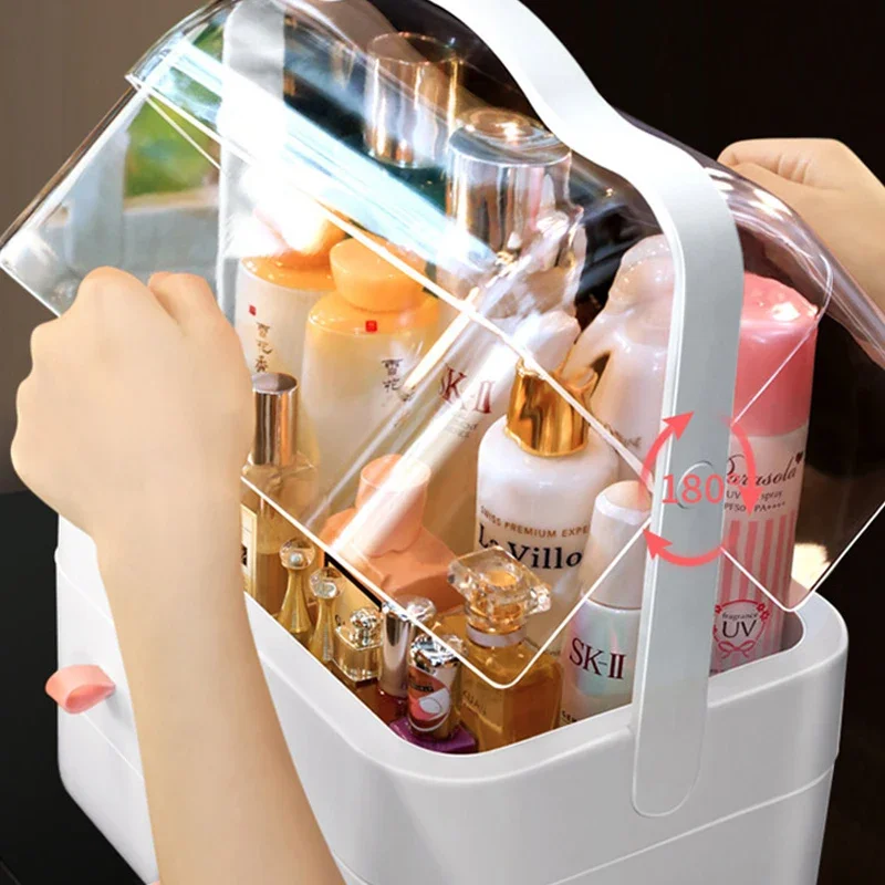 Makeup Organizer Cosmetics Beauty Storage Box For Girls Waterproof Dustproof Large Capacity Makeup Storage Box