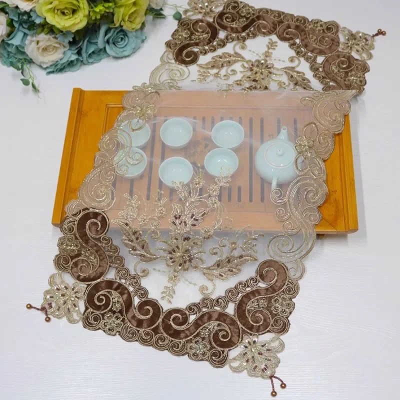 

European Vintage hand-beaded Rectangle Luxury Tablecloth for Living Room Kitchen Furniture Appliance Cover Wedding Decoration