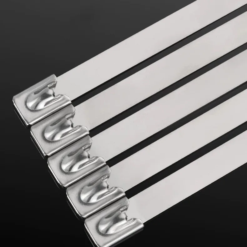 304 Stainless Steel Cable Ties 4.6/7.9mm Self-locking High Temperature Resistance Oxidation Resistance Ties Length 100~500mm