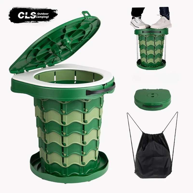 

CLS Portable Foldable Camping Toilet Outdoor Travel Hiking Commode Mobile Car Stool for Road Trip Emergency Toilet