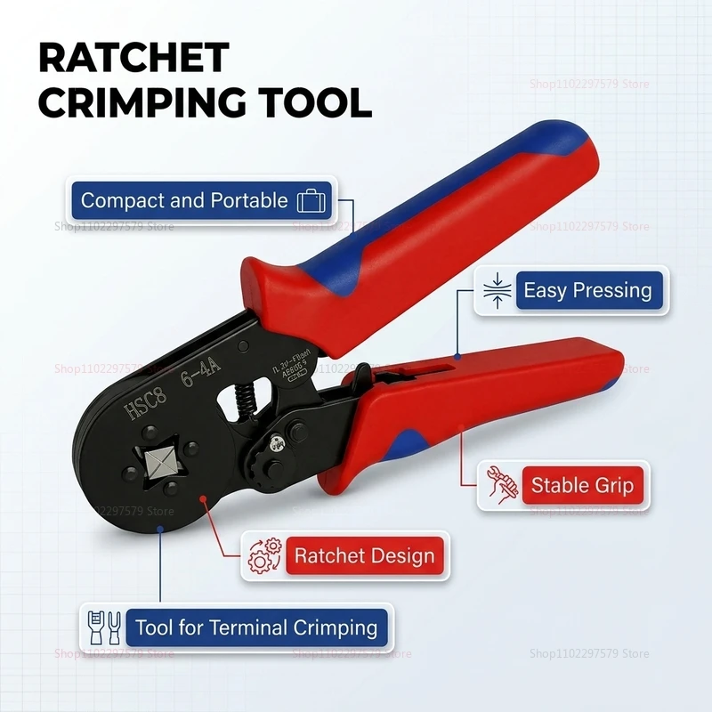 Tubular Crimping Terminal Set with Multiple Pliers Automotive Marine Electrical Connector Kit for Wiring Projects and Repairs