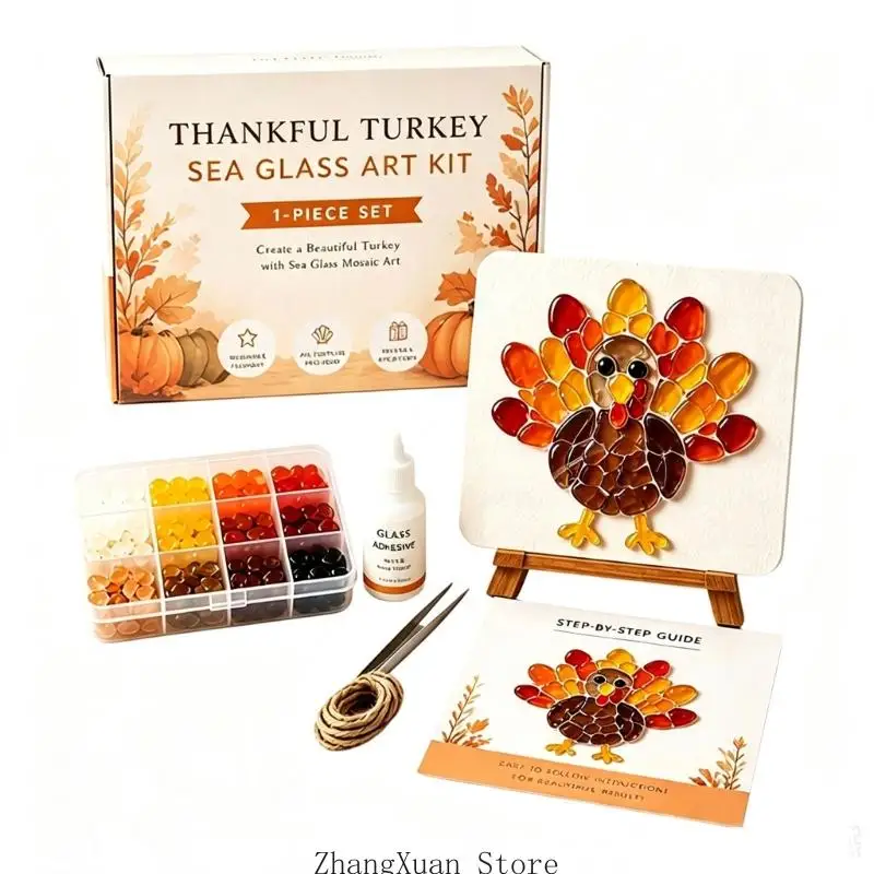 DIY Seeglas-Tier-Bastelset mit Glasstück für die Tischregaldekoration 3XUF – Detail 4