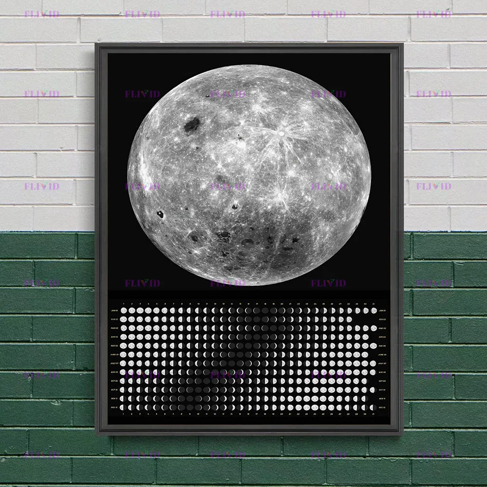 Moon Calendar 2026 Illustration Wall Art Canvas Painting,2026 Moon Phase Calendar Decoration Astrology Art Poster Print Decor
