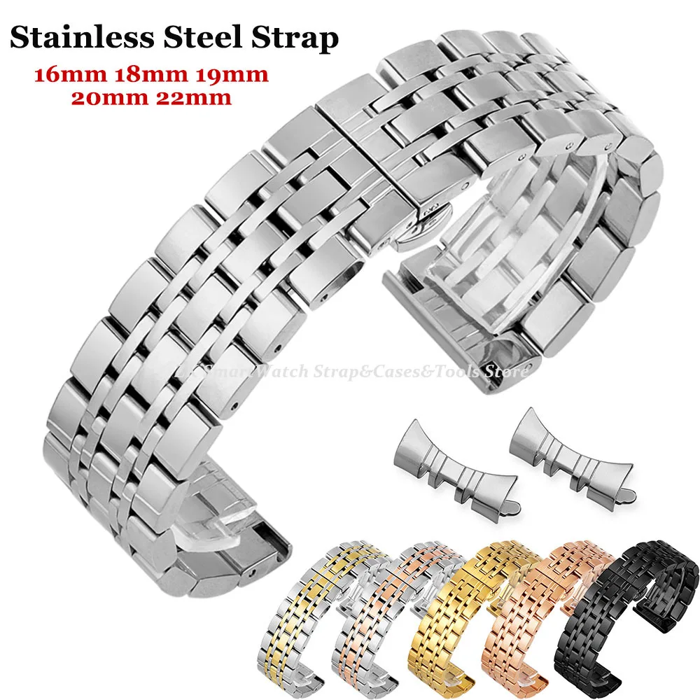 

Solid Stainless Steel Watch Bracelet Band 16mm 18mm 19mm 20mm 22mm Smartwatch Replacement Strap Men Business Watchband Belt