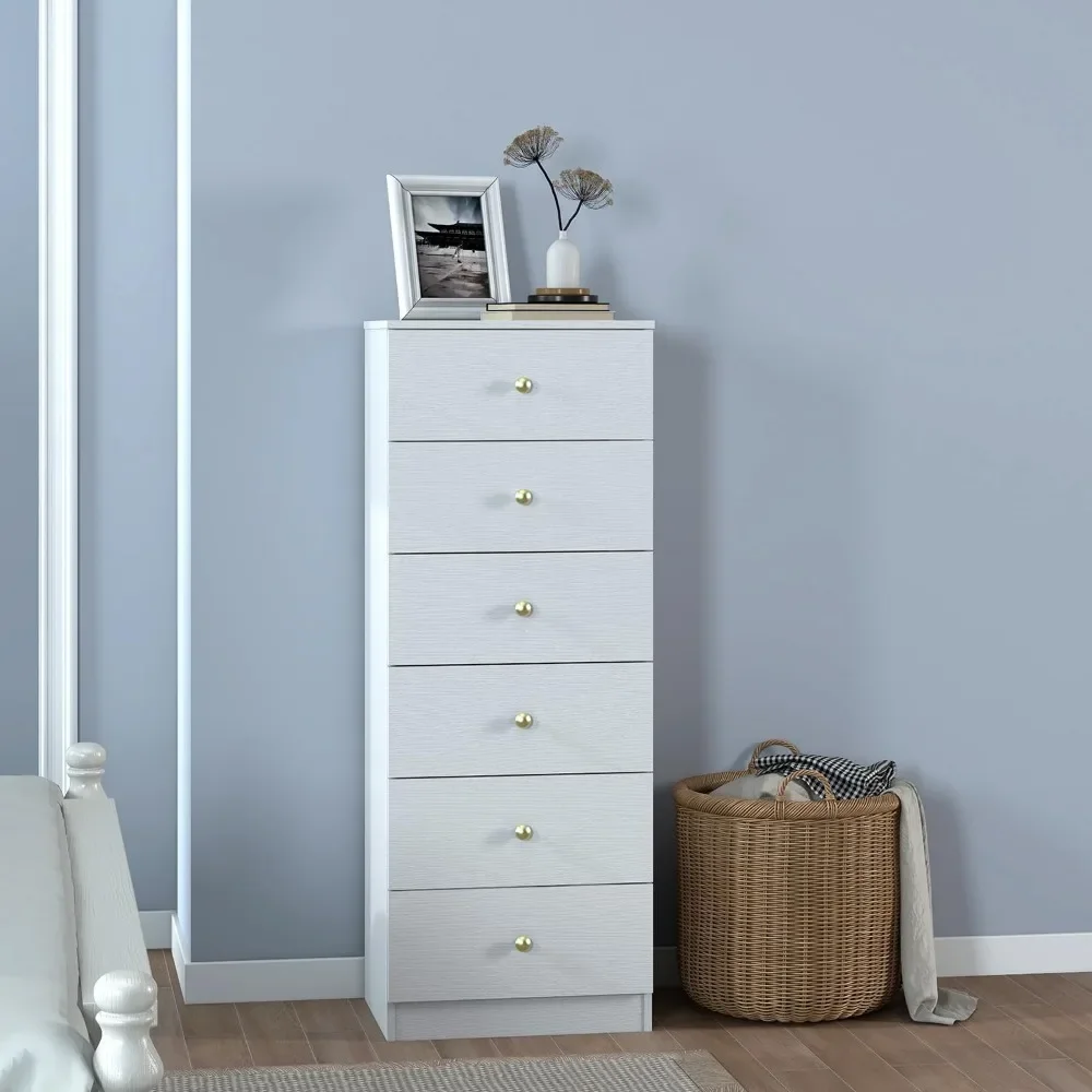 Chest of Drawers in the Bedroom Furniture Modern 6 Drawer Vertical Dresser Toilet Furniture Makeup Table Entryway (White) Office