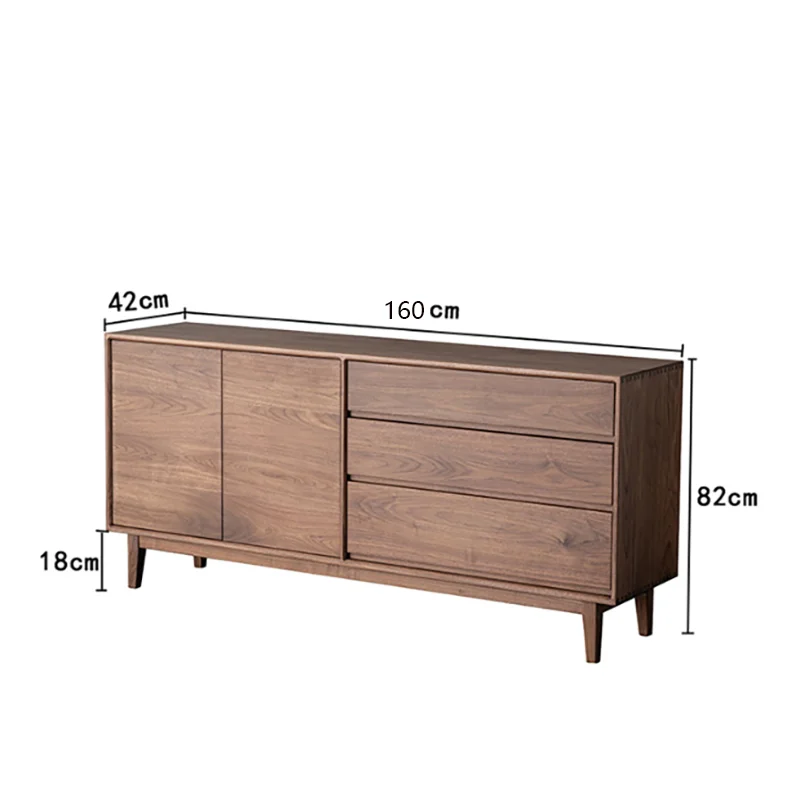 

Side Cabinet Modern Style Pure Wood Walnut Storage Drawer