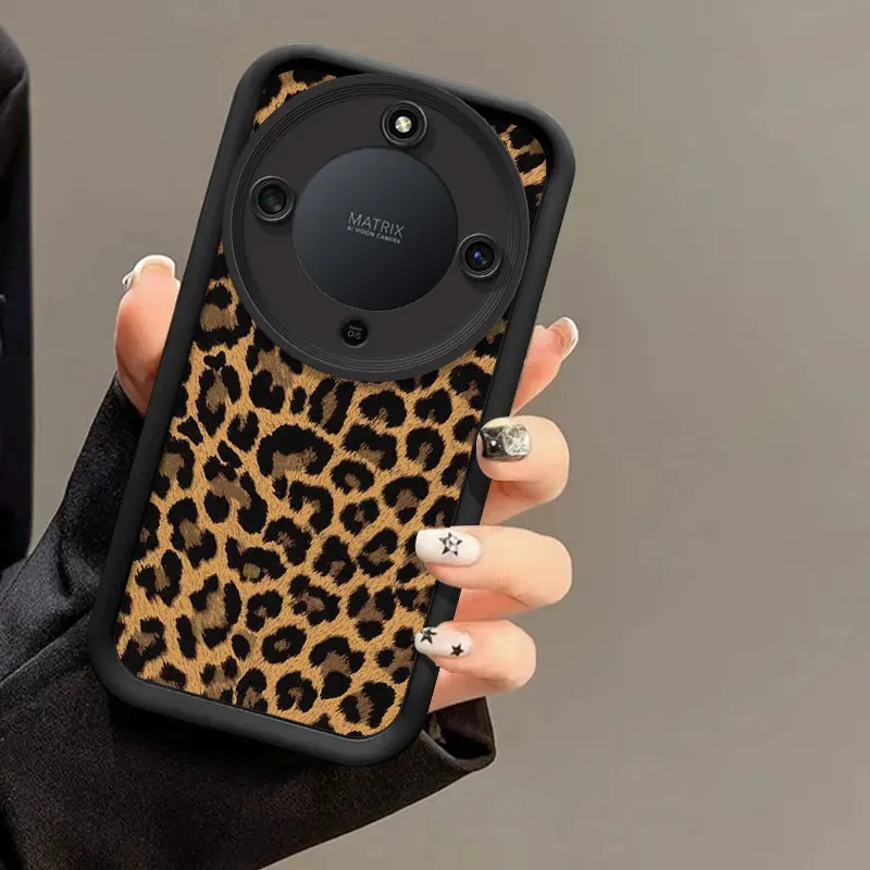 Flexible Silicone Case For Honor X9d Protective Cover Shockrpoof Leopard Print Cover Funda
