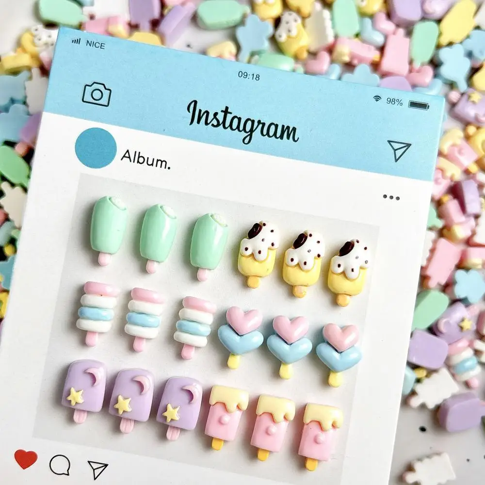 

New Adorable Colorful Cream Ice Cream Nail Charms Creative Simulated Ice Stick Resin Nail Art Accessories for DIY Nail Supplies