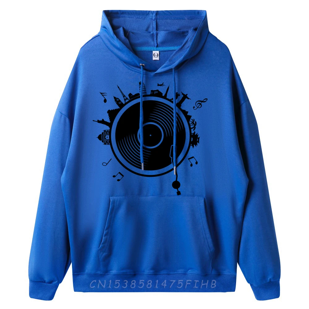 Vinyl Globe Music DJ Turntable Vintage Free Shippping Clothes Luxury Hoodie Loose