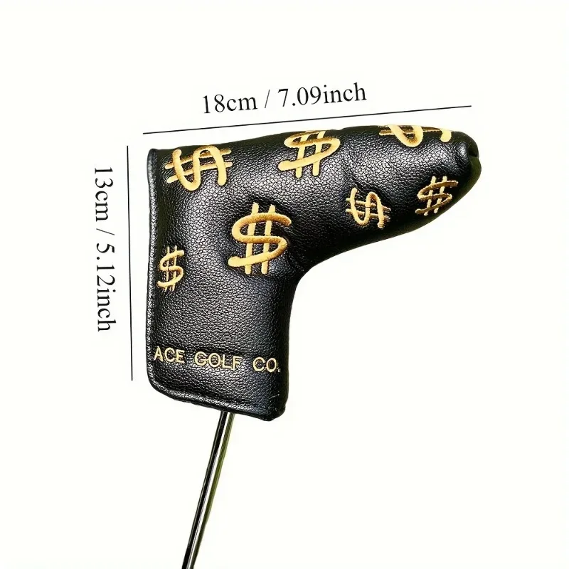 1pc Fashionable Embroidered Golf Putter Cover, Golf Club Head Covers With Dollar Design