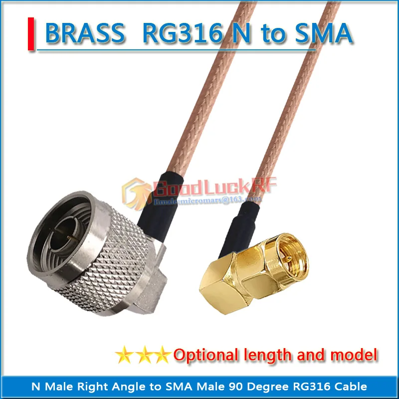 1X Pcs L16 N Male Right Angle to SMA Male 90 Degree plug Pigtail Jumper RG316 Extend cable copper RF Connector Coaxial Low Loss