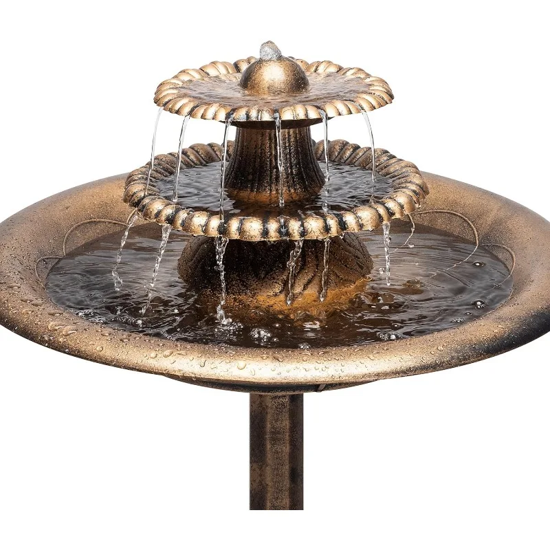 Imagem -04 - Bronze Outdoor Water Fountain com Birdbath Cachoeira Vintage Pedestal em Camadas Tec106-bz 35