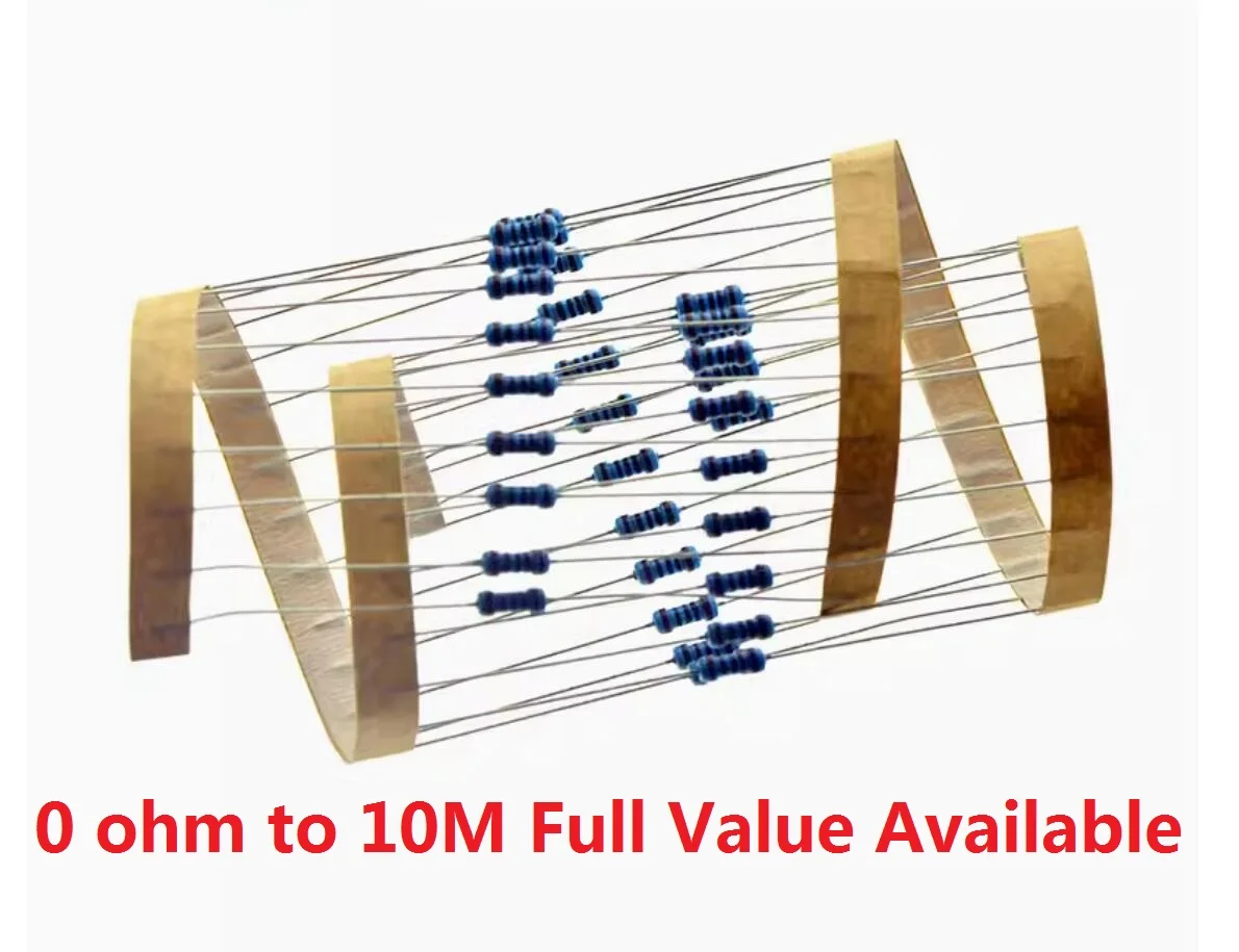 Free Shipping 100pcs/lot 0.25W Metal Film Resistor +-1% 10K Ohm 10K 4.7k 2.2K 1K 100K 470K 360R 560R 820R 910R 1/4W 0R--10M