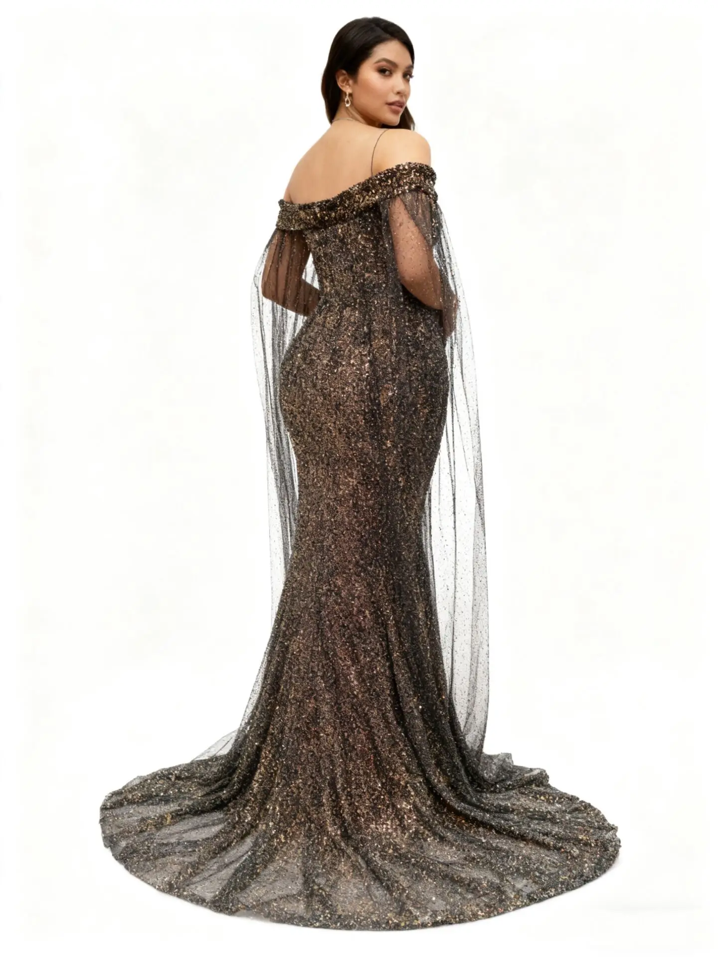 ชุดเดรสไซส์ใหญ่สไตล์แอฟริกันสำหรับผู้หญิง ฤดูใบไม้ผลิ ฤดูใบไม้ร่วง ปี 2025 คอวี แขนครึ่งตัว ชุดเดรสยาวสำหรับงานแต่งงาน งานเลี้ยงกลางคืน ชุดราตรี