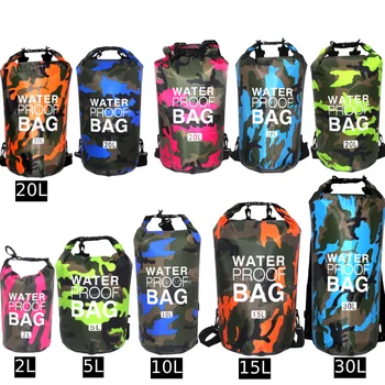 30L sac de natation étanche sac sec couleurs de Camouflage pêche canotage kayak stockage dérive Rafting sac 2L 5L 10L 15L 20L